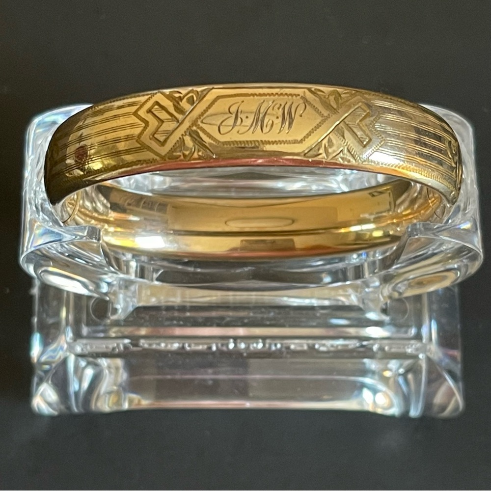 Vintage E.J.Co. Gold filled Engraved Monogram Bangle Bracelet - Picture 6 of 12
